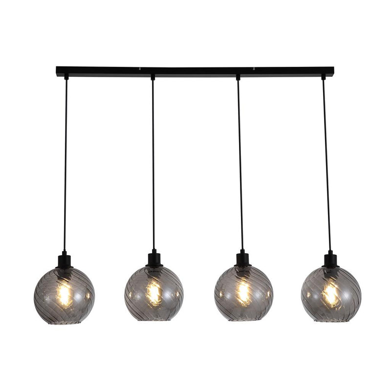 Searchlight 44520-4SM Radiance 4Lt Bar Pendant, Black Metal and Smoked Glass