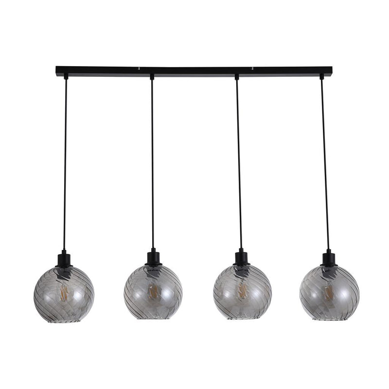 Searchlight 44520-4SM Radiance 4Lt Bar Pendant, Black Metal and Smoked Glass