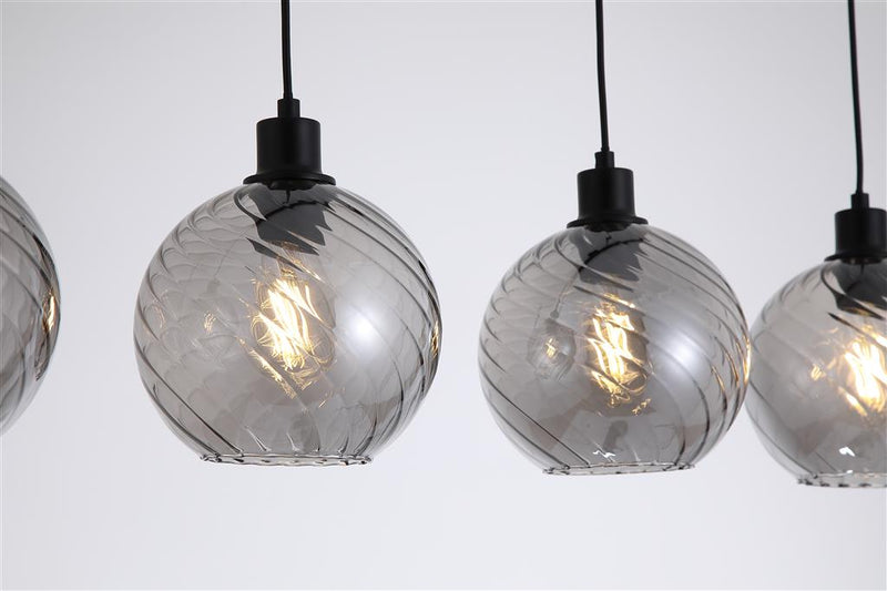 Searchlight 44520-4SM Radiance 4Lt Bar Pendant, Black Metal and Smoked Glass