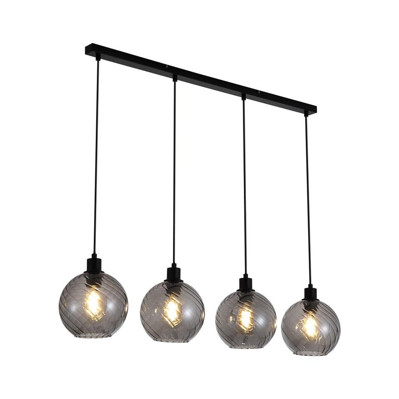 Searchlight 44520-4SM Radiance 4Lt Bar Pendant, Black Metal and Smoked Glass