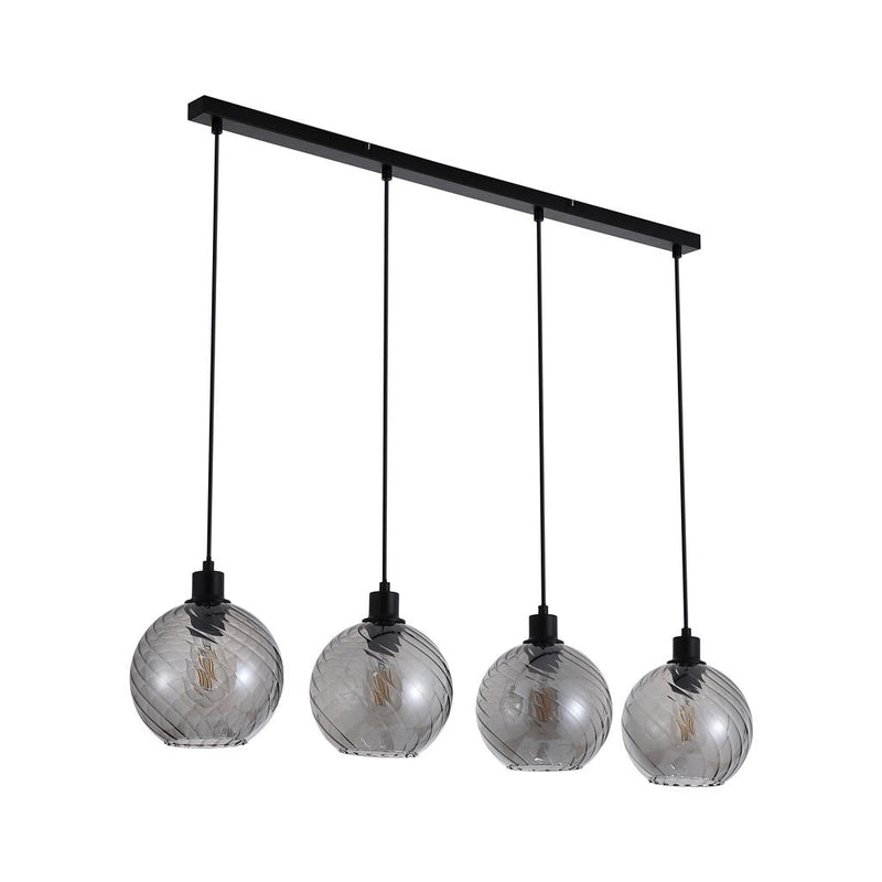Searchlight 44520-4SM Radiance 4Lt Bar Pendant, Black Metal and Smoked Glass