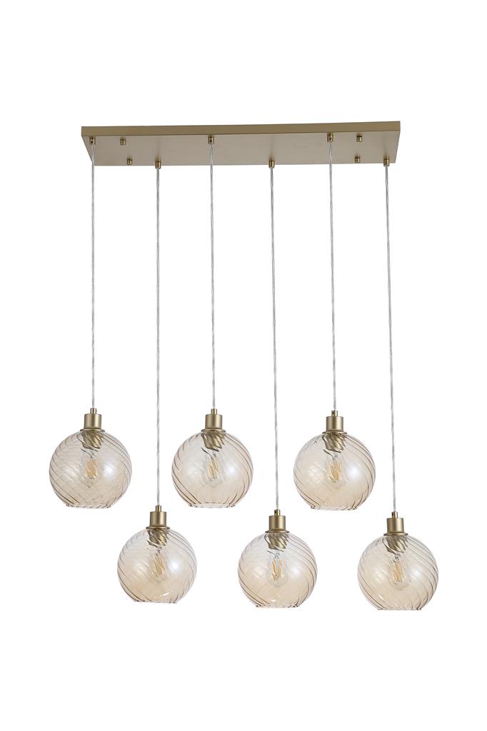 Searchlight 44520-6CP Radiance 6Lt Bar Pendant, Gold Metal and Champagne Glass