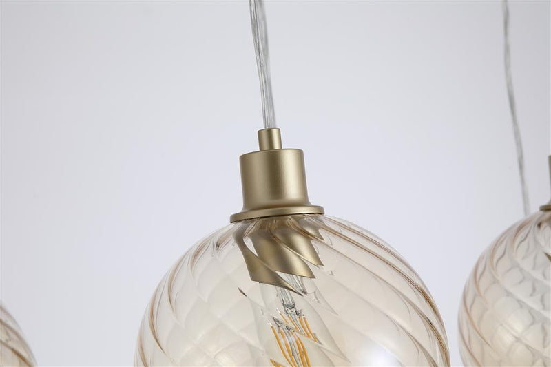 Searchlight 44520-6CP Radiance 6Lt Bar Pendant, Gold Metal and Champagne Glass