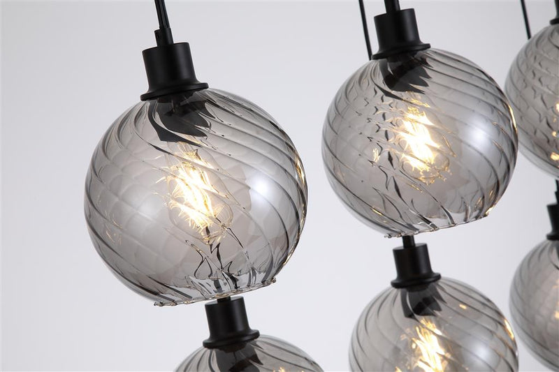 Searchlight 44520-6SM Radiance 6Lt Bar Pendant, Black Metal and Smoked Glass