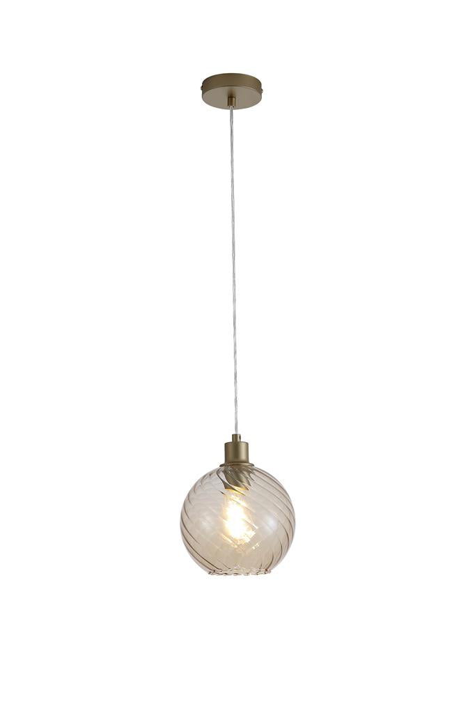 Searchlight 44520CP Radiance 1Lt Pendant, Gold Metal and Champagne Glass