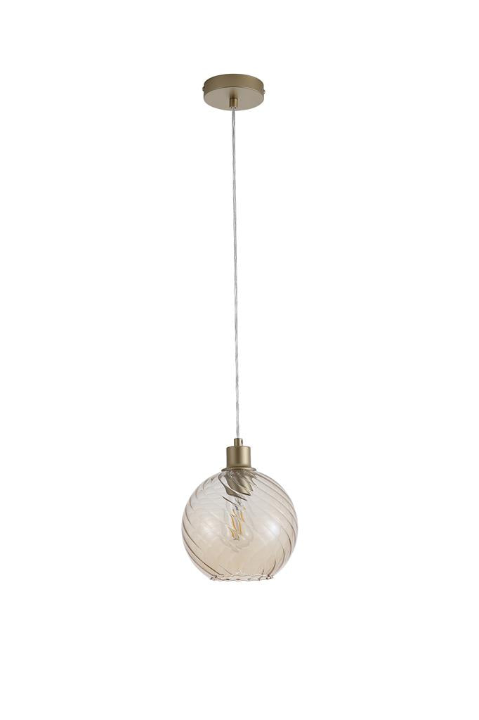 Searchlight 44520CP Radiance 1Lt Pendant, Gold Metal and Champagne Glass
