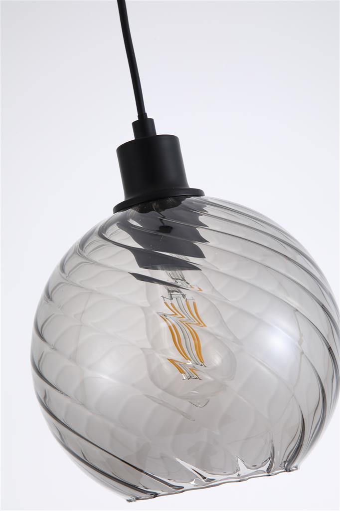 Searchlight 44520SM Radiance 1Lt Pendant, Black Metal and Smoked Glass
