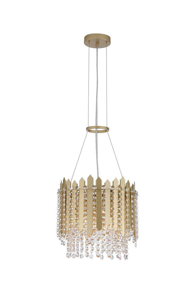 Searchlight 44710-5GO Spear 5Lt Pendant, Gold Metal with Clear Crystal