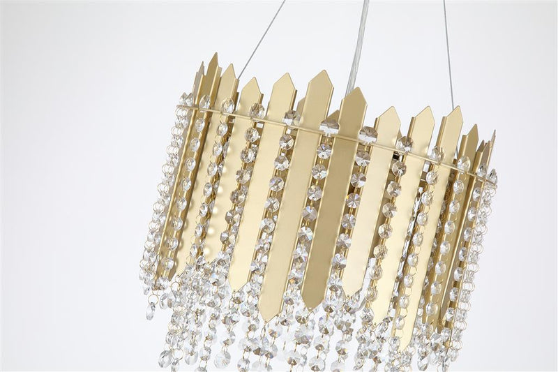 Searchlight 44710-5GO Spear 5Lt Pendant, Gold Metal with Clear Crystal