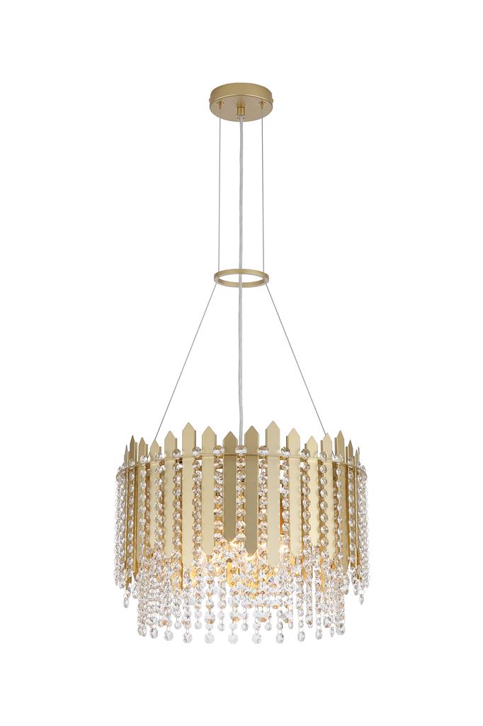 Searchlight 44710-8GO Spear 8Lt Pendant, Gold Metal with Clear Crystal