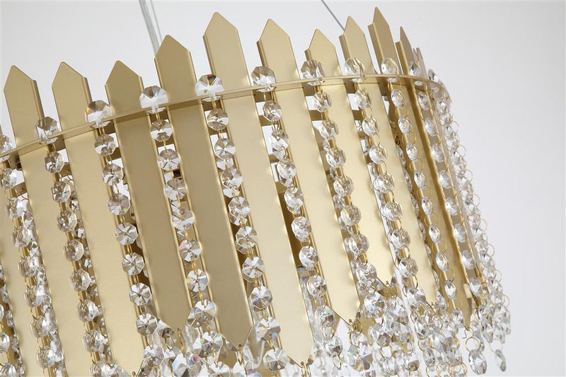 Searchlight 44710-8GO Spear 8Lt Pendant, Gold Metal with Clear Crystal