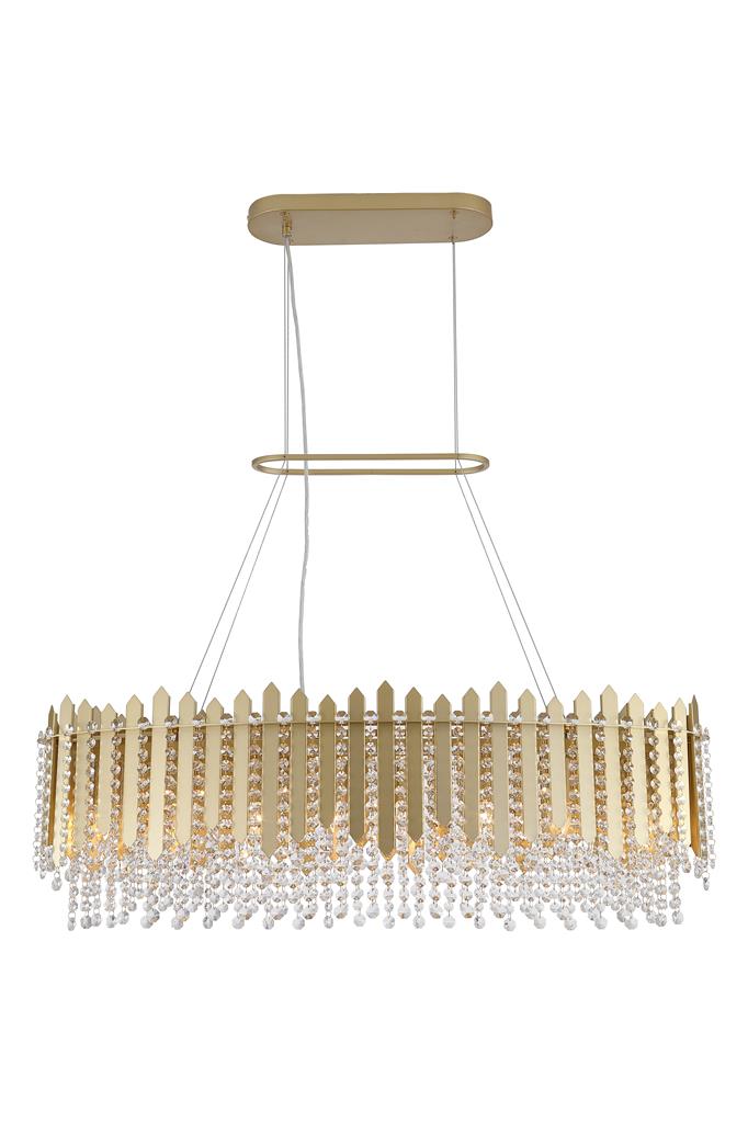 Searchlight 44711-8GO Spear 8Lt Diner Bar Pendant, Gold Metal with Clear Crystal