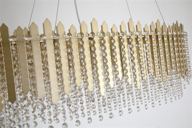 Searchlight 44711-8GO Spear 8Lt Diner Bar Pendant, Gold Metal with Clear Crystal