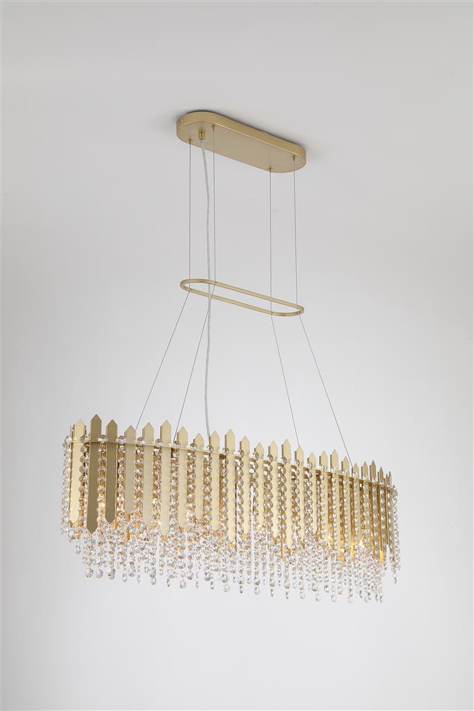Searchlight 44711-8GO Spear 8Lt Diner Bar Pendant, Gold Metal with Clear Crystal