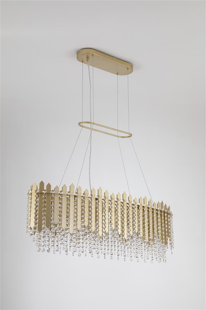 Searchlight 44711-8GO Spear 8Lt Diner Bar Pendant, Gold Metal with Clear Crystal