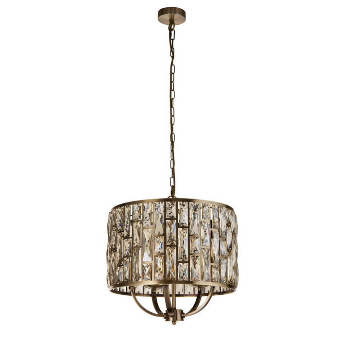 Searchlight  6585-5AB Bijou 5Lt Pendant - Antique Brass Metal & Champagne Glass