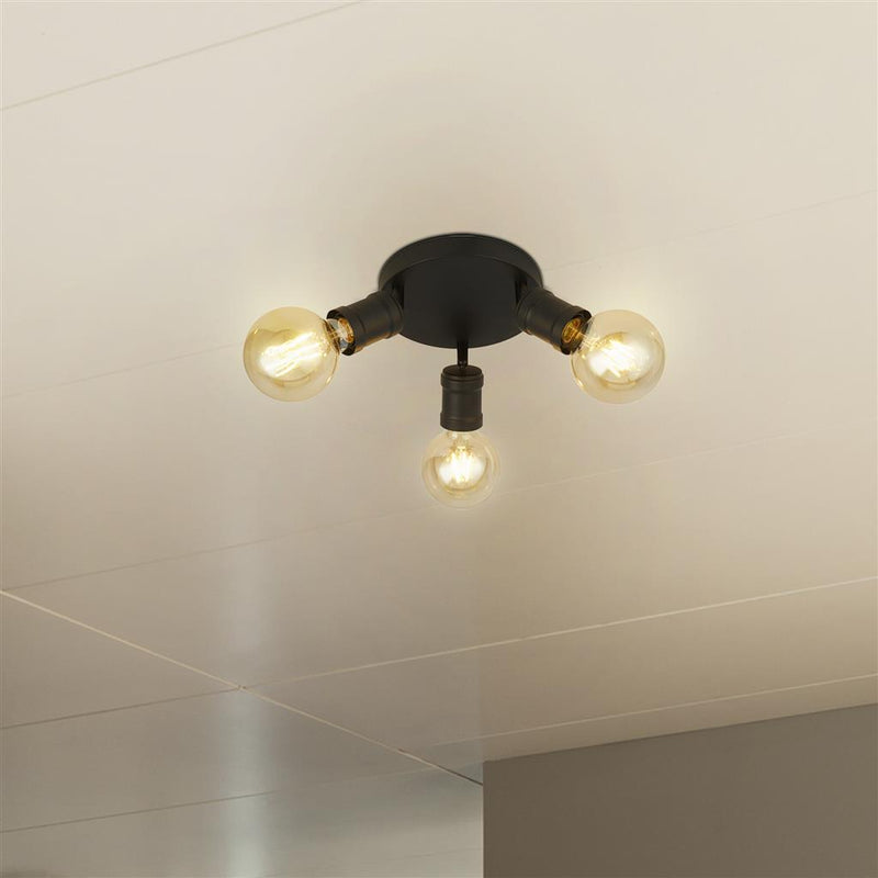 Searchlight 45202-3BK Dance 3Lt Flush - Sand Black Metal