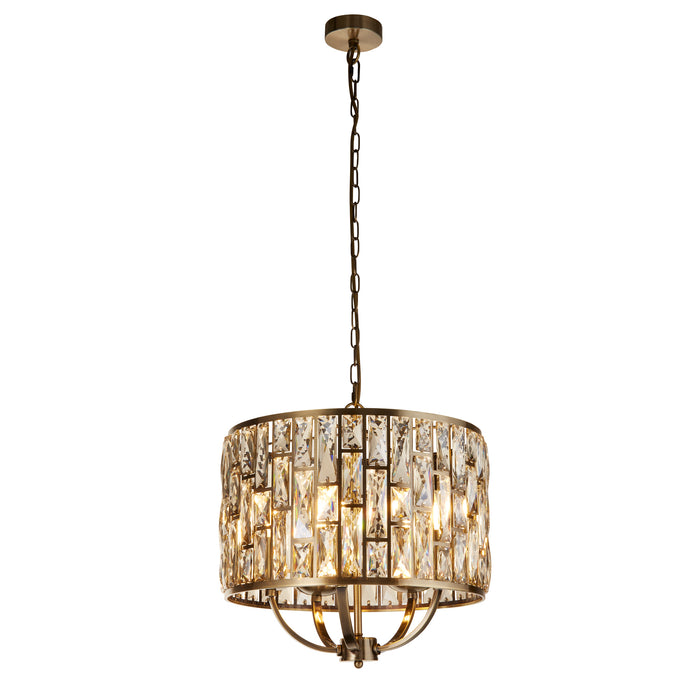 Searchlight  6585-5AB Bijou 5Lt Pendant - Antique Brass Metal & Champagne Glass