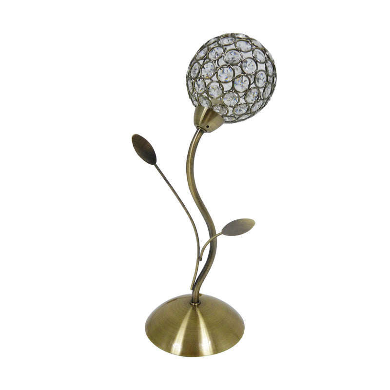 Searchlight  4571AB Bellis II Table Lamp - Antique Brass Metal & Clear Crystal