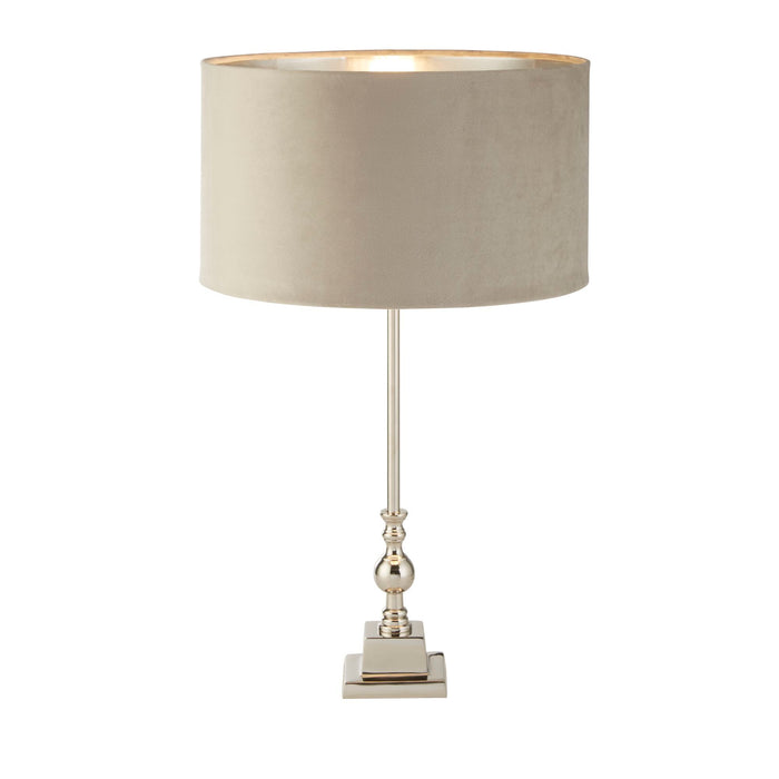 Searchlight  81214TA Whitby Table Lamp - Chrome Metal & Taupe Velvet Shade