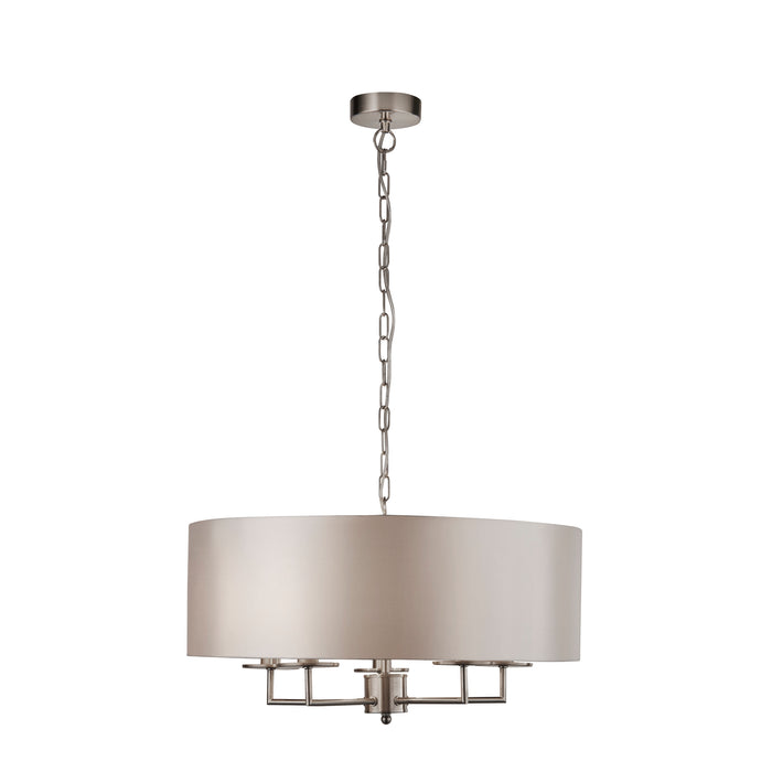 Searchlight  4785-5SS Knightsbridge 5Lt Pendant -  Satin Silver & Faux Silk Shade