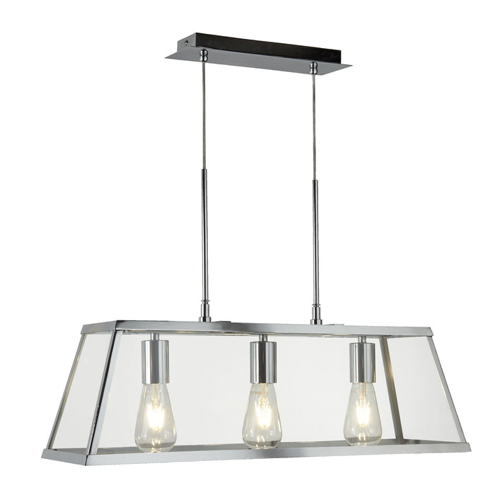 Searchlight  4613-3CC Voyager 3Lt Bar Pendant - Chrome Metal & Glass