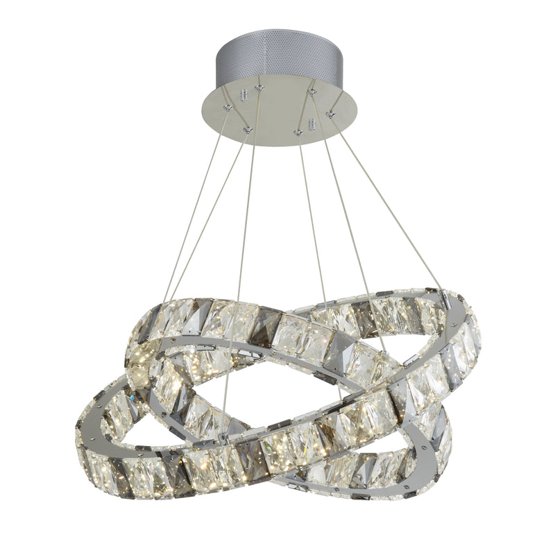 Searchlight  4812-2CC Optica 2Lt LED Pendant - Clear & Smokey Crystal