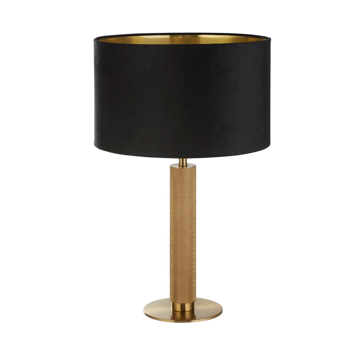 Searchlight  65721BK London Table Lamp - Knurled Brass & Black Velvet Shade