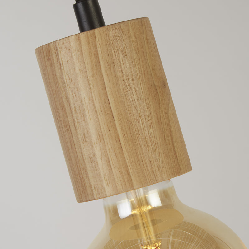 Searchlight  50212-1NA Spinny Pendant - Wood & Matt Black Metal