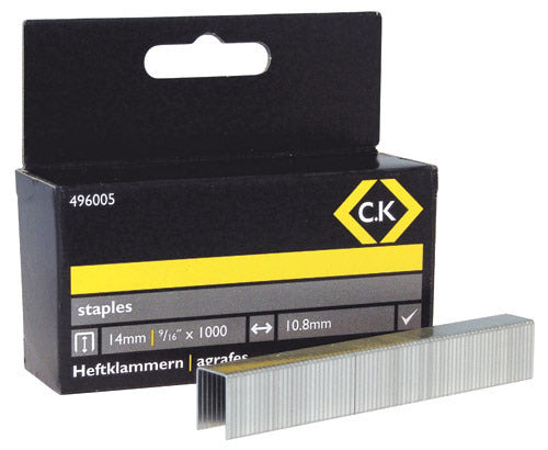 C.K Staples 10.5mm wide x 14mm deep Box Of 1000 496005