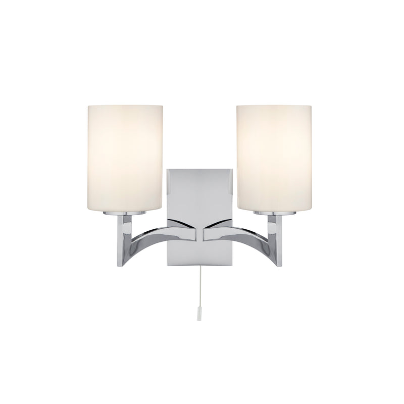 Searchlight  4992-2CC Gina 2Lt Wall Light - Chrome & White Glass Shades