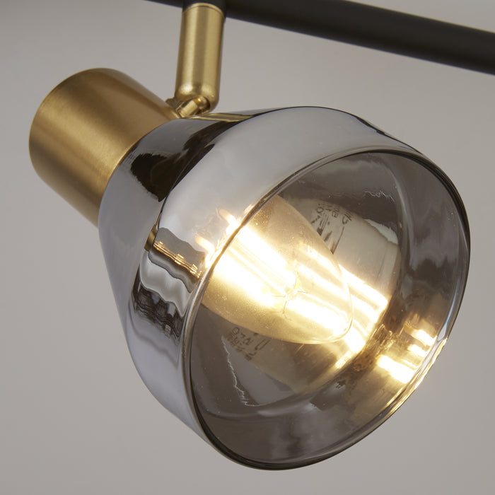 Searchlight  23801-4SM Westminster 4Lt Spot-Black, Satin Brass Metal & Smoked Glass