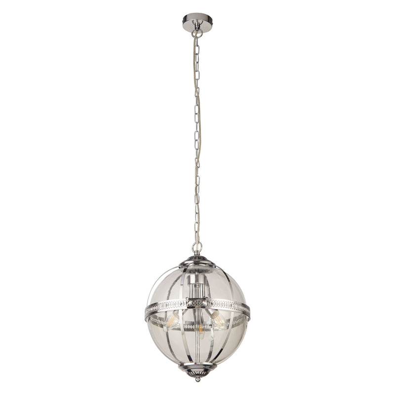 Searchlight  44213-3CC Coronet 3Lt Pendant - Chrome Metal & Glass - Bonus Superstore
