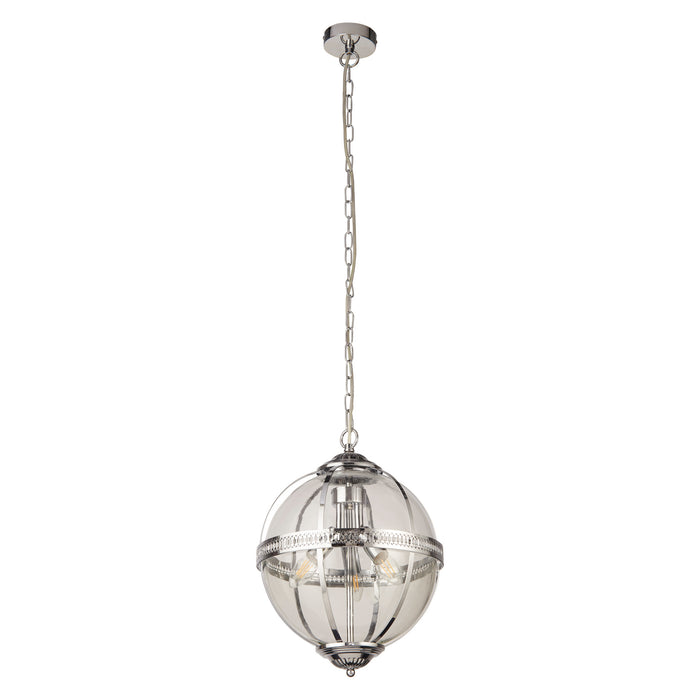 Searchlight  44213-3CC Coronet 3Lt Pendant - Chrome Metal & Glass