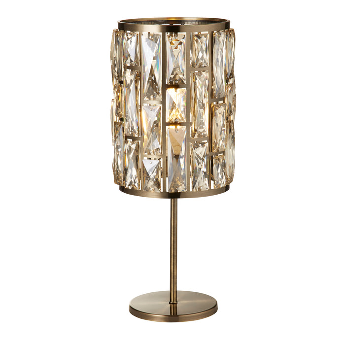 Searchlight  6584AB Bijou Table Lamp - Antique Brass Metal & Champagne Glass