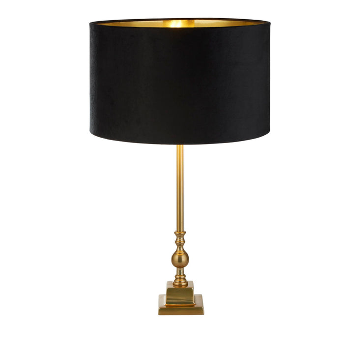 Searchlight  81214BK Whitby Table Lamp - Antique Brass Metal & Black Velvet Shade