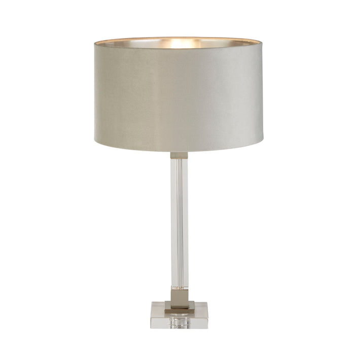 Searchlight  67521GY Scarborough Table Lamp - Crystal, Satin Nickel & Grey Velvet