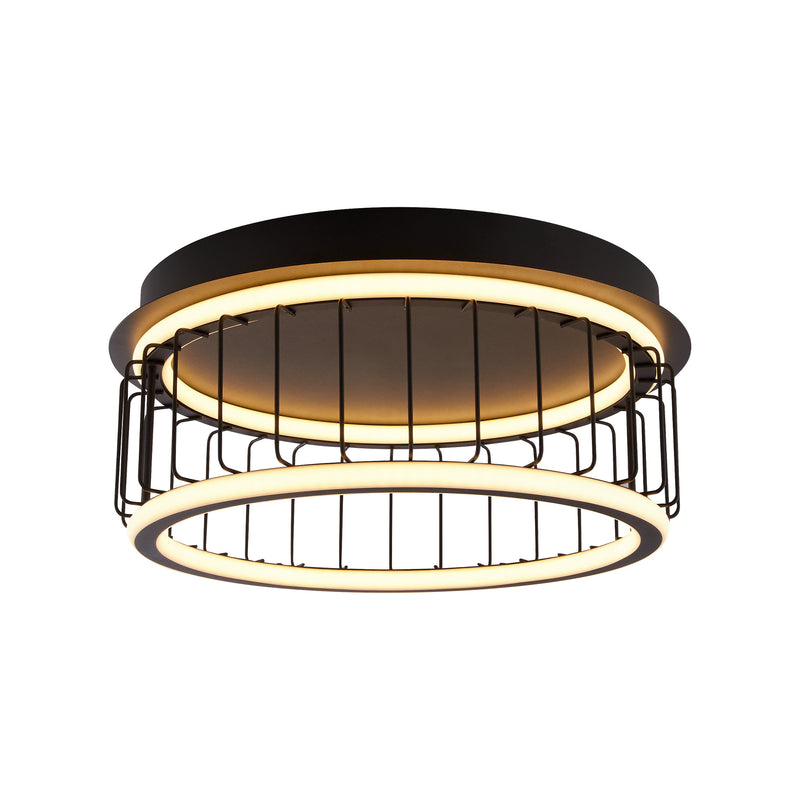 Searchlight  54215-1BK Circolo Cage Flush - Black Metal & White Silicon