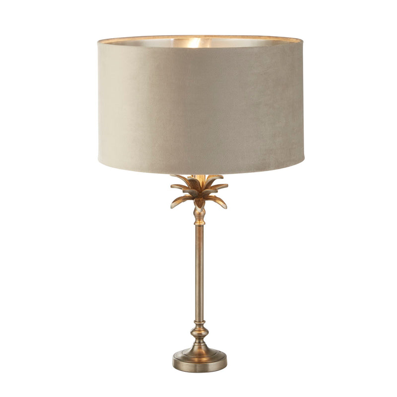 Searchlight  81210TA Palm Table Lamp - Antique Nickel Metal & Taupe Velvet Shade - Bonus Superstore