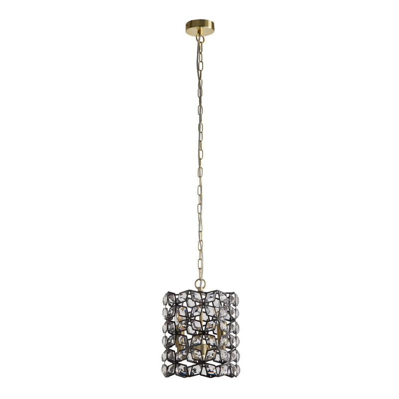 Searchlight  59811-2BSB Iris 2Lt Pendant - Black Metal, Crystal & Brass