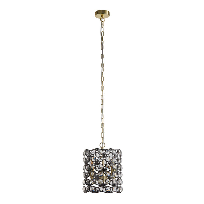 Searchlight  59811-2BSB Iris 2Lt Pendant - Black Metal, Crystal & Brass