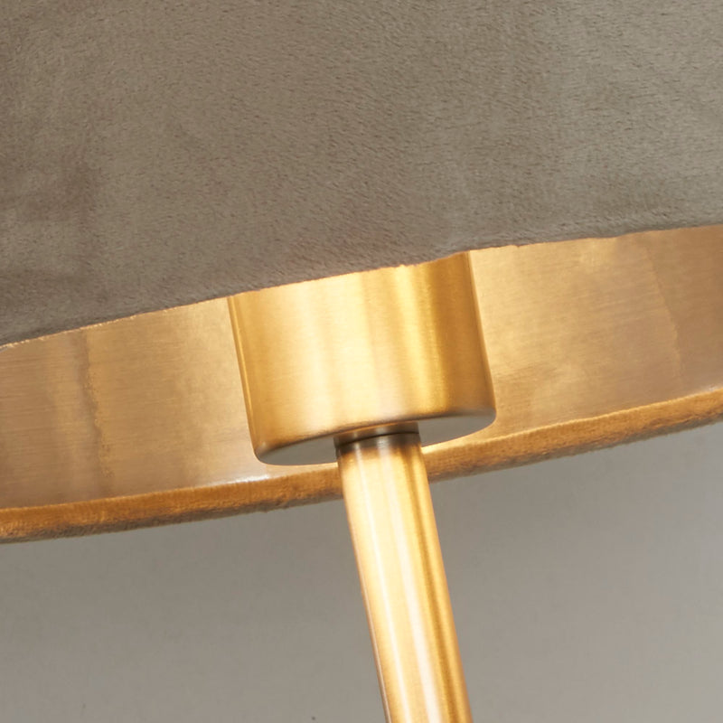 Searchlight  58911TA Finn USB Table Lamp -Satin Nickel Metal & Taupe Velvet Shade