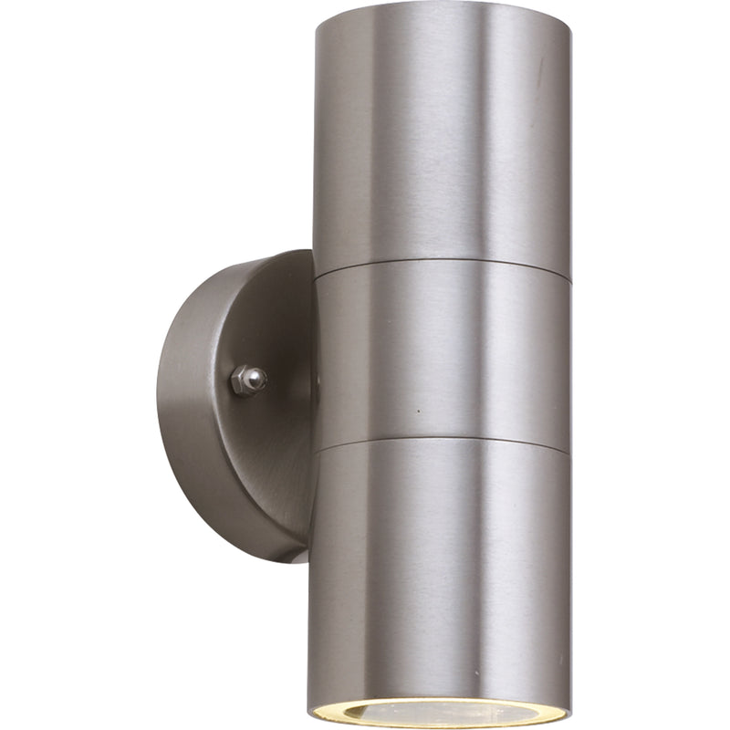 Searchlight  5008-2-LED Metro Outdoor Wall Light - Stainless Steel Metal & Glass