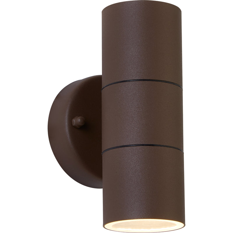 Searchlight  5008-2RUS-LED Metro Outdoor Wall Light - Rustic Brown Metal & Glass