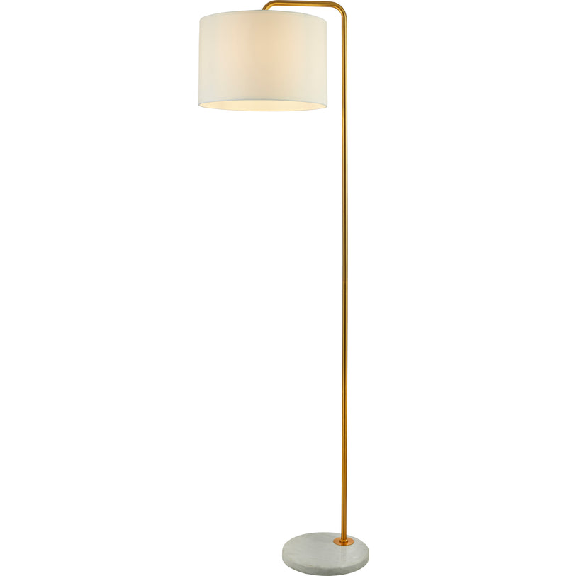 Searchlight  5024GO Gallow Floor Lamp-Antique Gold Metal, Marble & White Fabric