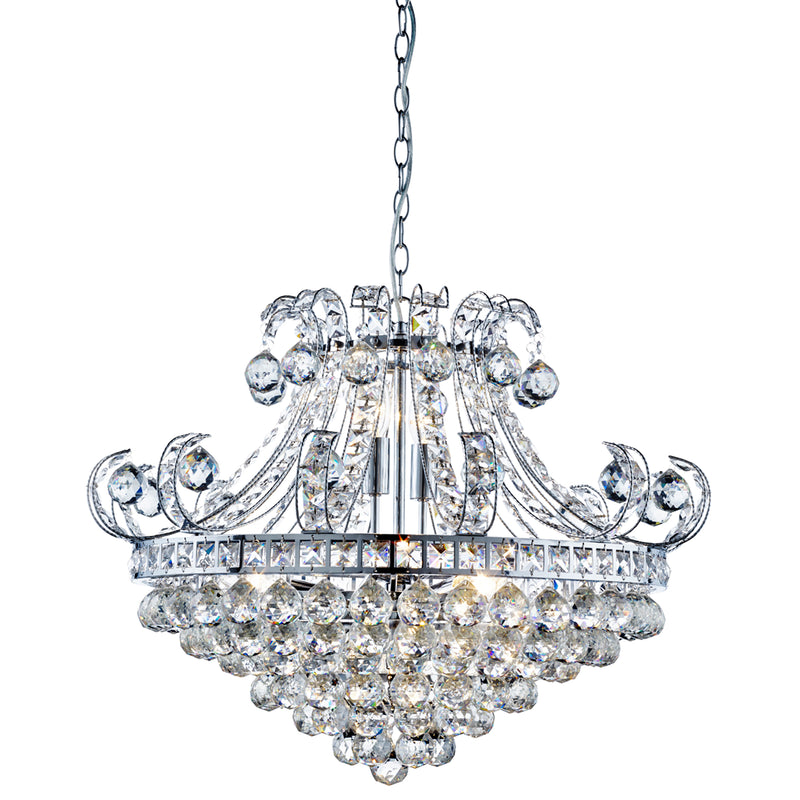 Searchlight  5046-6CC Bloomsbury 6Lt Tiered Chandelier -  Chrome, Clear Crystal