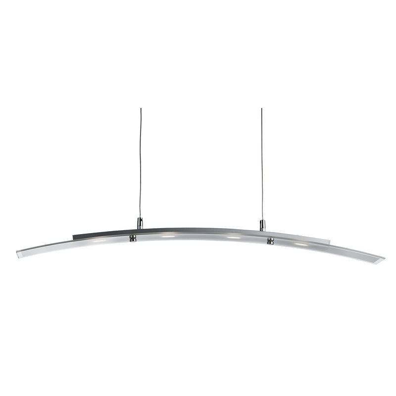 Searchlight  5064-4SS Curve 4Lt Pendant - Satin Silver Metal & Frosted Glass