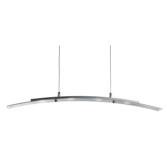 Searchlight  5064-4SS Curve 4Lt Pendant - Satin Silver Metal & Frosted Glass