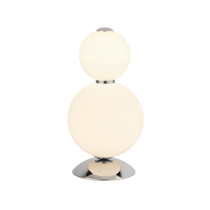 Searchlight  51021-2CC Snowball  Table Lamp  - Chrome Metal & Opal Glass