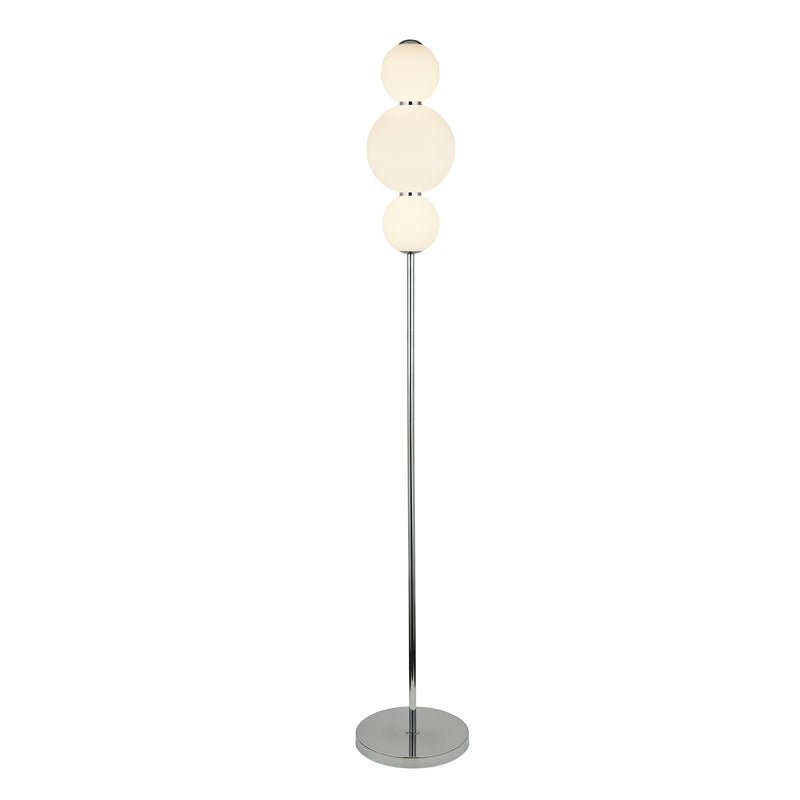 Searchlight  51021-3CC Snowball  3Lt Floor Lamp  - Chrome Metal & Opal Glass